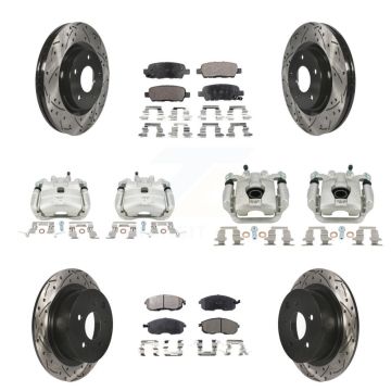 Front Rear Brake Caliper Drill Slot Rotor Semi-Metallic Pad Kit (10Pc) For Nissan Sentra KCD-100324P