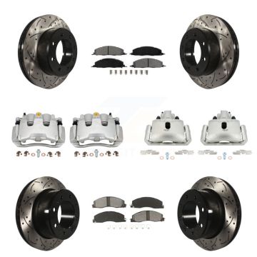 Front Rear Brake Coat Caliper Drill Slot Rotor Semi-Metallic Pad Kit (10Pc) For Ram 1500 KCD-100325S