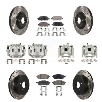 Front Rear Brake Caliper Drill Slot Rotors Ceramic Pad Kit (10Pc) For Nissan Murano QX70 KCD-100325T