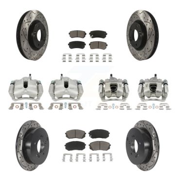 Front Rear Brake Caliper Drill Slot Rotor Ceramic Pad Kit (10Pc) For 16 Kia Sportage AWD KCD-100326C