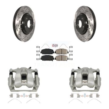 Front Disc Brake Coated Caliper Drill Slot Rotor Ceramic Pad Kit For 2019-2022 Acura ILX KCD-100327N