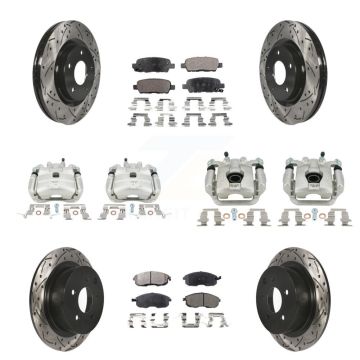 Front Rear Brake Caliper Drill Slot Rotors Ceramic Pad Kit (10Pc) For Nissan Sentra Juke KCD-100327T
