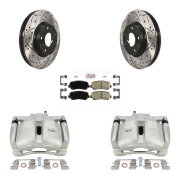 Front Brake Coated Caliper Drill Slotted Rotors Ceramic Pad Kit For 2013-2015 Mazda CX-5 KCD-100328N