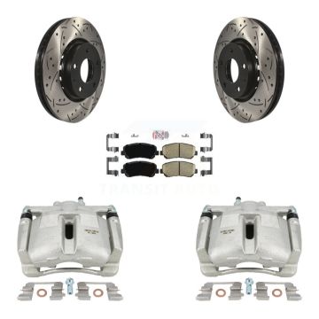 Front Disc Brake Coated Caliper Drilled Slotted Rotor And Ceramic Pad Kit For Mazda CX-5 KCD-100330N