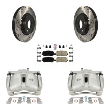 Front Disc Brake Coated Caliper Drilled Slotted Rotor And Ceramic Pad Kit For Mazda CX-5 KCD-100331N