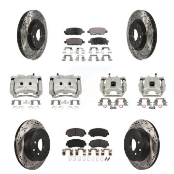 Front Rear Brake Caliper Drill Slot Rotors Semi-Metallic Pad Kit (10Pc) For Nissan Rogue KCD-100331P