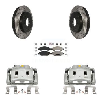 Front Brake Caliper Drilled Slot Rotor Semi-Metallic Pad Kit For Chevrolet Avalanche GMC KCD-100332N