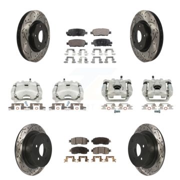 Front Rear Brake Coat Caliper Drill Slot Rotors Ceramic Pad Kit (10Pc) For Nissan Altima KCD-100332T