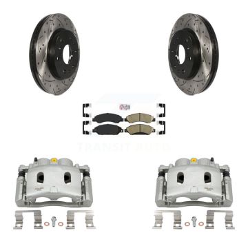 Front Brake Caliper Drill Slot Rotor Ceramic Pad Kit For Chevrolet Avalanche Cadillac XL KCD-100333N