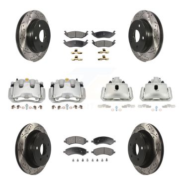 Front Rear Brake Coat Caliper Drill Slot Rotor Semi-Metallic Pad Kit (10Pc) For Ram 1500 KCD-100333P