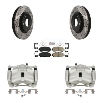 Front Disc Brake Coated Caliper Drill Slot Rotor Ceramic Pad Kit For Nissan Rogue Select KCD-100335N