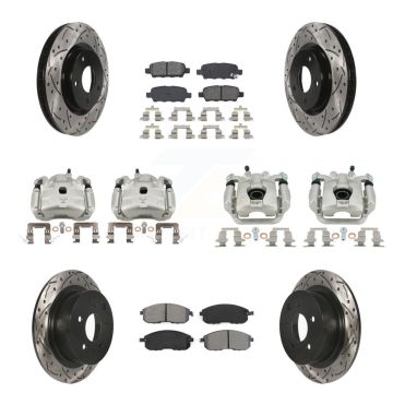 Front Rear Brake Caliper Drill Slot Rotor Semi-Metallic Pad Kit (10Pc) For Nissan Sentra KCD-100335S