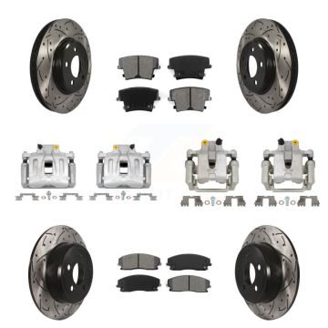 Front Rear Brake Caliper Drill Slot Rotors Semi-Metallic Pad Kit (10Pc) For Chrysler 300 KCD-100336S