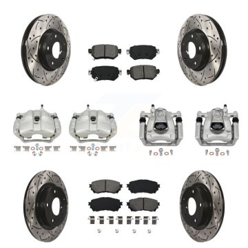 Front Rear Brake Coat Caliper Drill Slot Rotors Semi-Metallic Pad Kit (10Pc) For Mazda 6 KCD-100339S