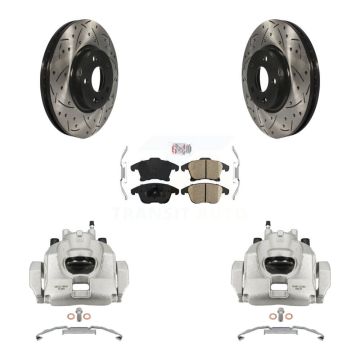 Front Brake Coated Caliper Drill Slot Rotors Ceramic Pad Kit For Ford Fusion Lincoln MKZ KCD-100341N