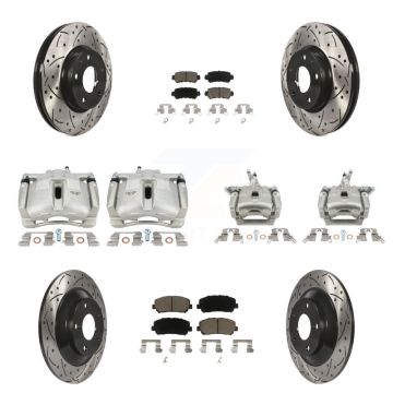 Front Rear Brake Caliper Drill Slotted Rotor Ceramic Pad Kit (10Pc) For 13-15 Mazda CX-5 KCD-100342C