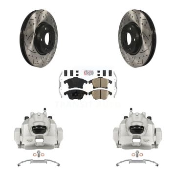 Front Brake Coated Caliper Drill Slot Rotors Ceramic Pad Kit For Ford Fusion Lincoln MKZ KCD-100342N