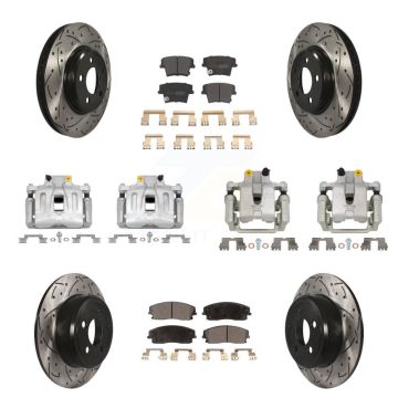 Front Rear Brake Caliper Drill Slot Rotors Semi-Metallic Pad Kit (10Pc) For Chrysler 300 KCD-100343P