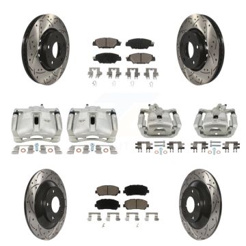 Front Rear Brake Coated Caliper Drilled Slot Rotor Ceramic Pad Kit (10Pc) For Mazda CX-5 KCD-100344C