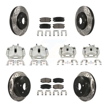 Front Rear Brake Caliper Drilled Slot Rotor Ceramic Pad Kit (10Pc) For Chevrolet Equinox KCD-100345C