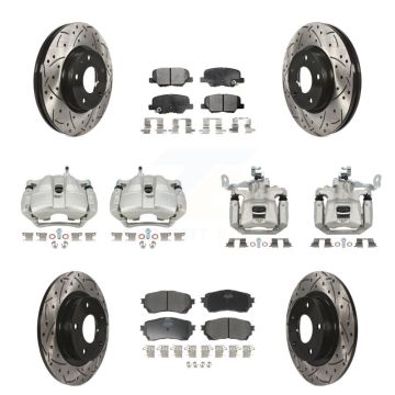 Front Rear Brake Coat Caliper Drill Slot Rotors Semi-Metallic Pad Kit (10Pc) For Mazda 6 KCD-100345P
