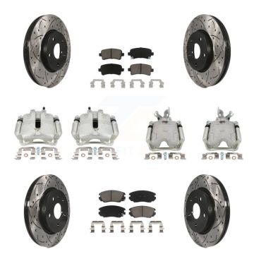 Front Rear Brake Coat Caliper Drill Slot Rotor Ceramic Pad Kit (10Pc) For Buick LaCrosse KCD-100346C