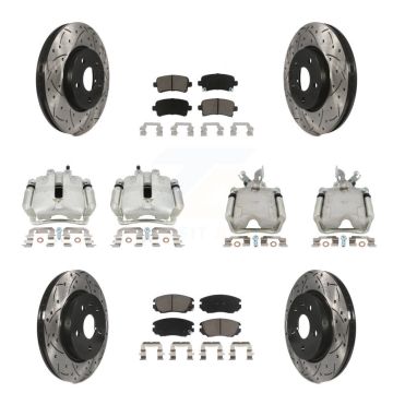 Front Rear Brake Caliper Drill Slotted Rotor Ceramic Pad Kit (10Pc) For Chevrolet Impala KCD-100347C