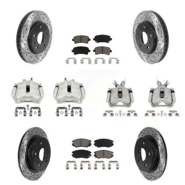 Front Rear Brake Caliper Drill Slotted Rotor Ceramic Pad Kit (10Pc) For Chevrolet Malibu KCD-100348C