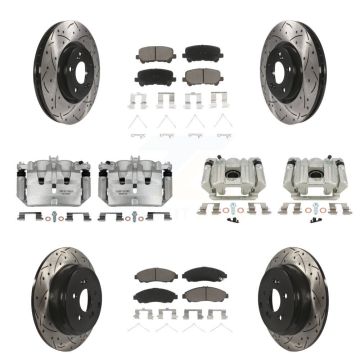 Front Rear Brake Coat Caliper Drill Slot Rotors Ceramic Pad Kit (10Pc) For Acura MDX ZDX KCD-100351C