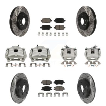 Front Rear Brake Caliper Drill Slotted Rotors Ceramic Pad Kit (10Pc) For Chevrolet Cruze KCD-100353C