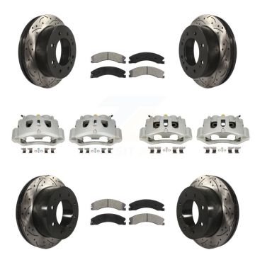 Front Rear Brake Caliper Drill Slot Rotor Semi-Metallic Pad Kit (10Pc) For GMC Chevrolet KCD-100359S