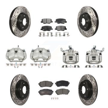 Front Rear Disc Brake Coated Caliper Drill Slot Rotor Ceramic Pad Kit (10Pc) For Mazda 6 KCD-100363T