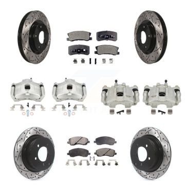 Front Rear Brake Caliper Drill Slot Rotors Ceramic Pad Kit (10Pc) For Jeep Patriot Dodge KCD-100367T