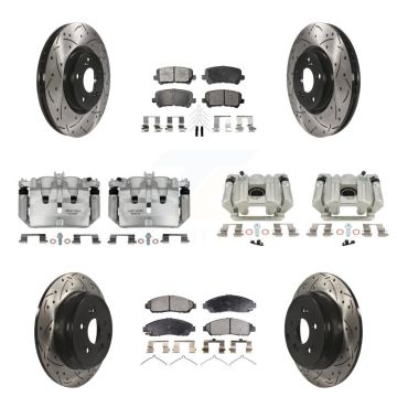 Front Rear Brake Coat Caliper Drill Slot Rotors Ceramic Pad Kit (10Pc) For Acura MDX ZDX KCD-100369T