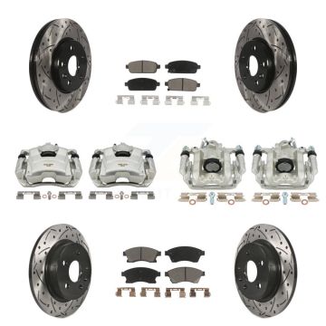 Front Rear Brake Caliper Drill Slotted Rotors Ceramic Pad Kit (10Pc) For Chevrolet Cruze KCD-100371C