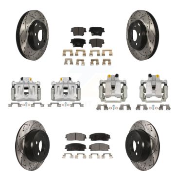Front Rear Brake Caliper Drill Slot Rotors Ceramic Pad Kit (10Pc) For Dodge Chrysler 300 KCD-100372T