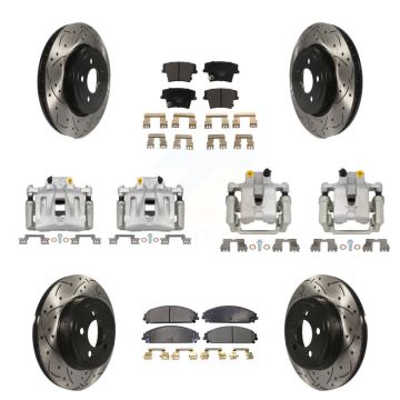 Front Rear Brake Coated Caliper Drill Slot Rotor Ceramic Pad Kit (10Pc) For Chrysler 300 KCD-100373T