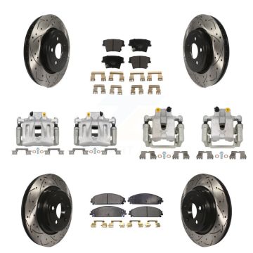 Front Rear Brake Caliper Drill Slot Rotors Ceramic Pad Kit (10Pc) For Dodge Charger 3.6L KCD-100374T