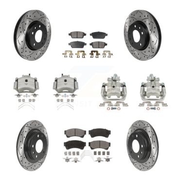 Front Rear Brake Caliper Drill Slot Rotor Ceramic Pad Kit (10Pc) For Ford Fusion Mazda 6 KCD-100375T
