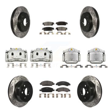 Front Rear Brake Caliper Drill Slot Rotors Ceramic Pad Kit (10Pc) For GMC Sierra 1500 XL KCD-100377T