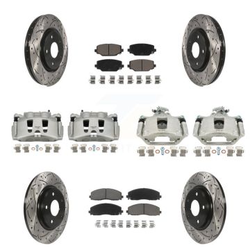 Front Rear Brake Caliper Drill Slot Rotor Ceramic Pad Kit (10Pc) For Dodge Grand Caravan KCD-100378C