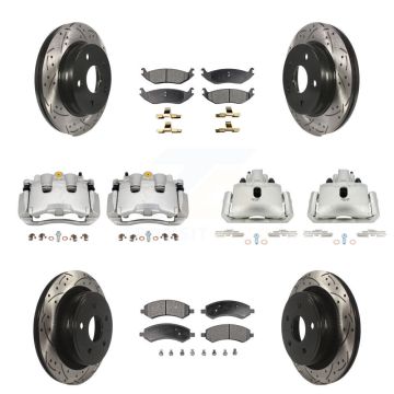 Front Rear Brake Coat Caliper Drill Slot Rotor Semi-Metallic Pad Kit (10Pc) For Chrysler KCD-100378P