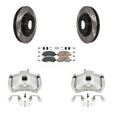 Front Brake Caliper Drill Slot Rotors Ceramic Pad Kit For Jeep Patriot Dodge Compass 200 KCD-100379N