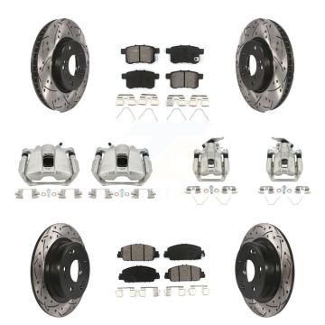 Front Rear Brake Caliper Drill Slot Rotors Semi-Metallic Pad Kit (10Pc) For Honda Accord KCD-100379S