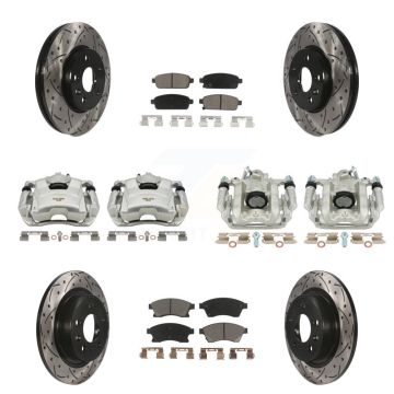 Front Rear Brake Caliper Drill Slotted Rotors Ceramic Pad Kit (10Pc) For Chevrolet Cruze KCD-100380C
