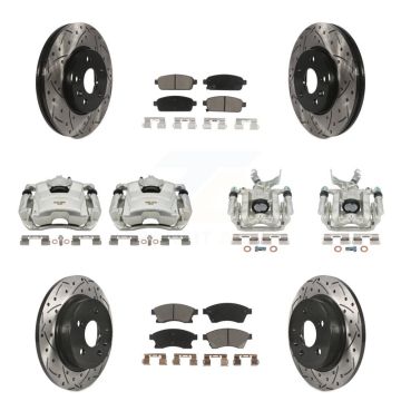 Front Rear Brake Caliper Drill Slotted Rotors Ceramic Pad Kit (10Pc) For Chevrolet Sonic KCD-100382C
