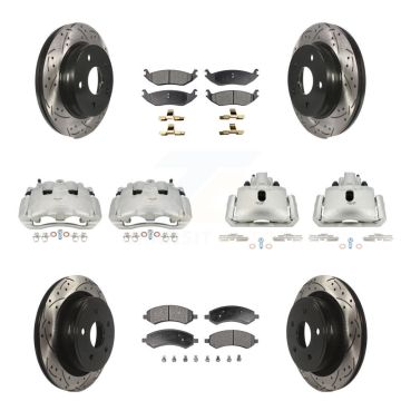Front Rear Brake Coat Caliper Drill Slot Rotor Ceramic Pad Kit (10Pc) For Dodge Ram 1500 KCD-100389T