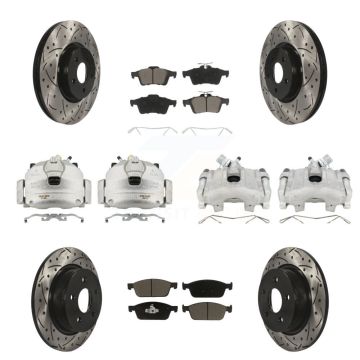Front Rear Brake Coated Caliper Drill Slot Rotors Ceramic Pad Kit (10Pc) For Ford Escape KCD-100391C