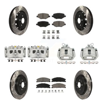 Front Rear Brake Caliper Drill Slot Rotors Ceramic Pad Kit (10Pc) For Ford Explorer Flex KCD-100395C