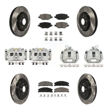 Front Rear Brake Caliper Drill Slot Rotor Ceramic Pad Kit (10Pc) For Ford Explorer Sport KCD-100396C